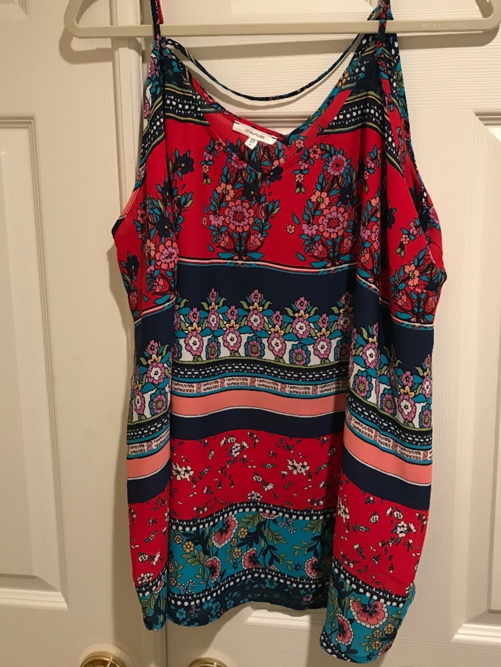 Red navy floral tank top